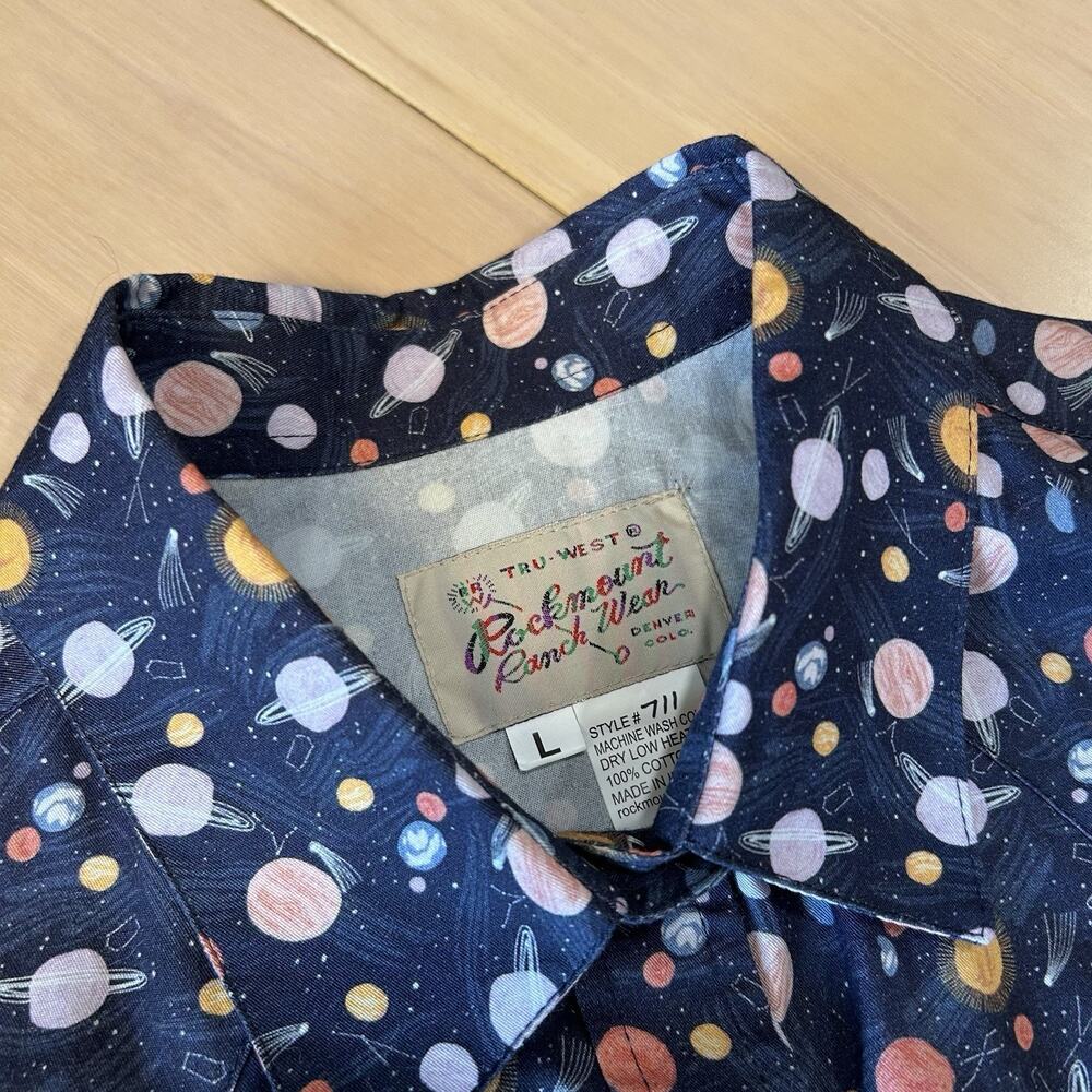 Rockmount Ranchwear Western Snap Shirt in Navy Solar System Women’s Large - Picture 4 of 6